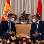 The President of the Spanish Government, Pedro Sánchez (L), meets with the Prime Minister of Morocco, Aziz Akhannouch (R), at the Rabat - Sale airport before his official visits in Rabat, Morocco (Photo by Jalal Morchidi/Anadolu Agency via Getty Images)
